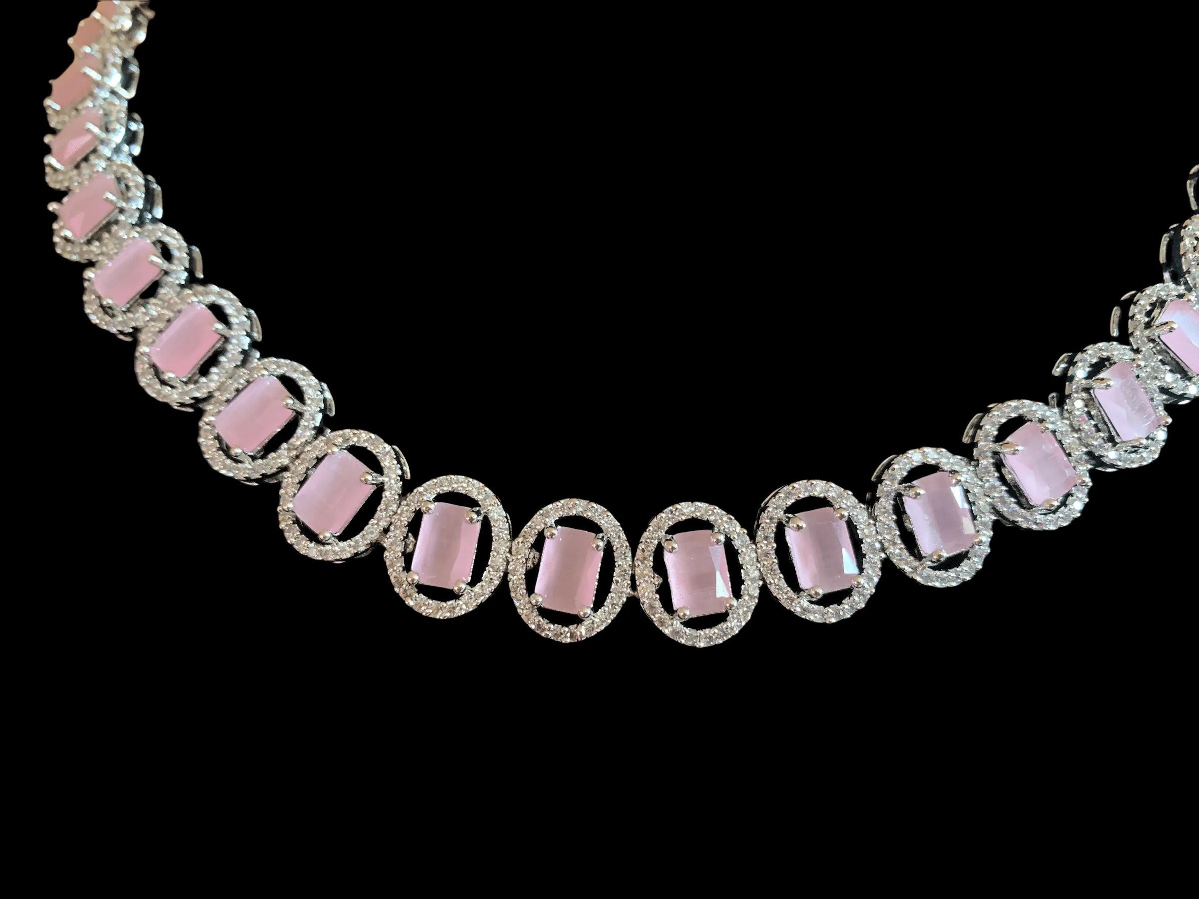 NS150 Anamika  cz necklace - pink  ( READY TO SHIP )