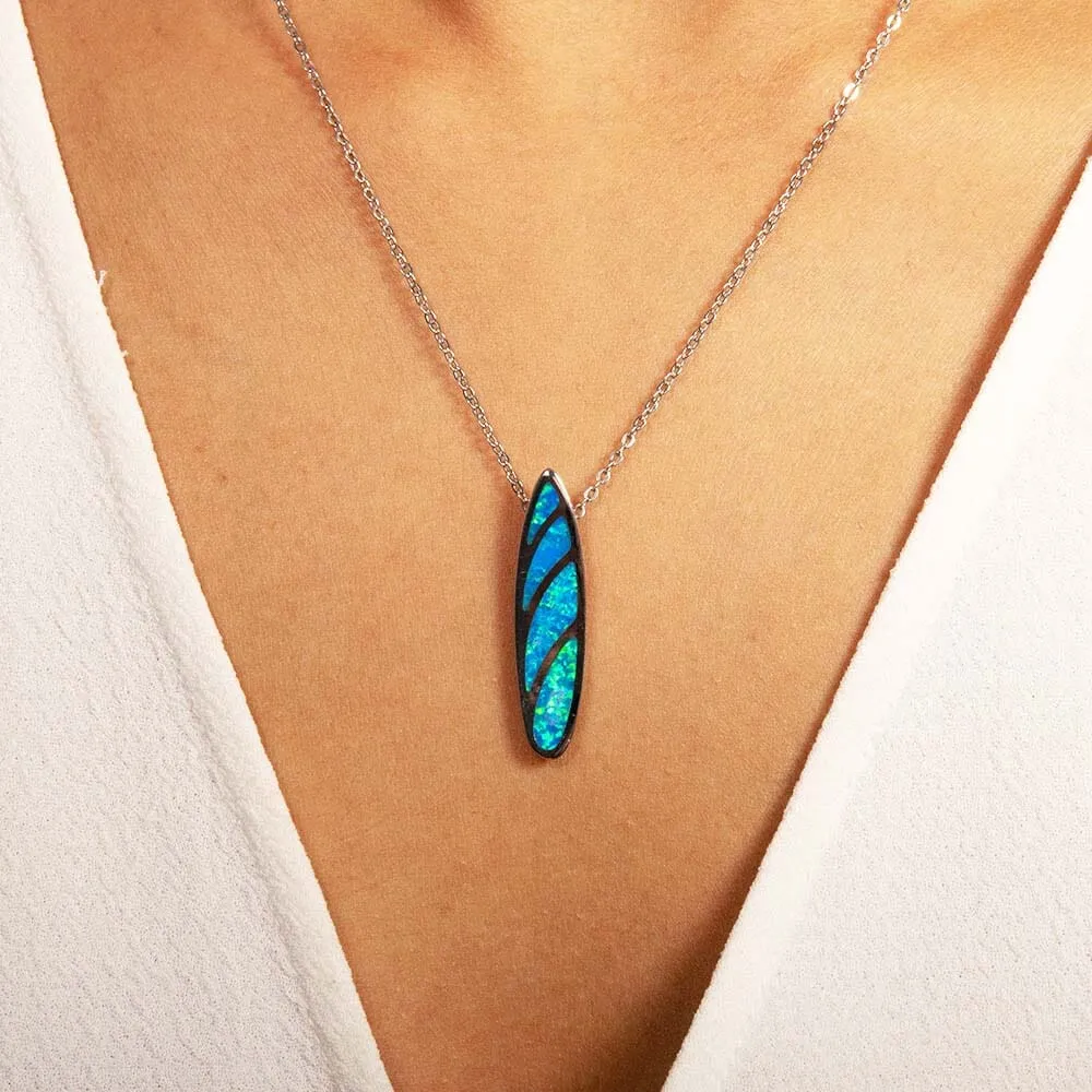 Opal Hawaiian Surfboard Pendant