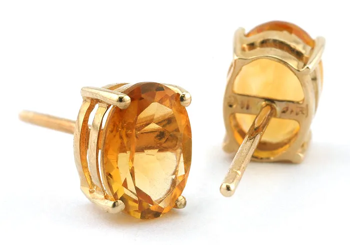 Oval Citrine Stud Earrings, 5x7mm.