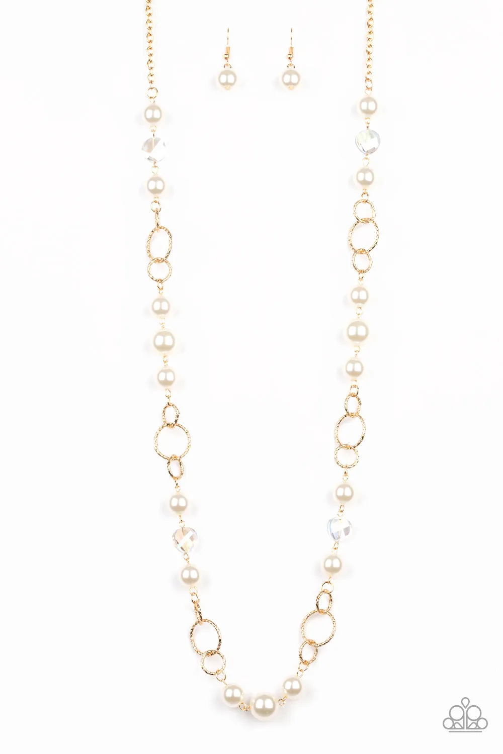 Paparazzi Necklace ~ Prized Pearls - Gold Pearl Necklace