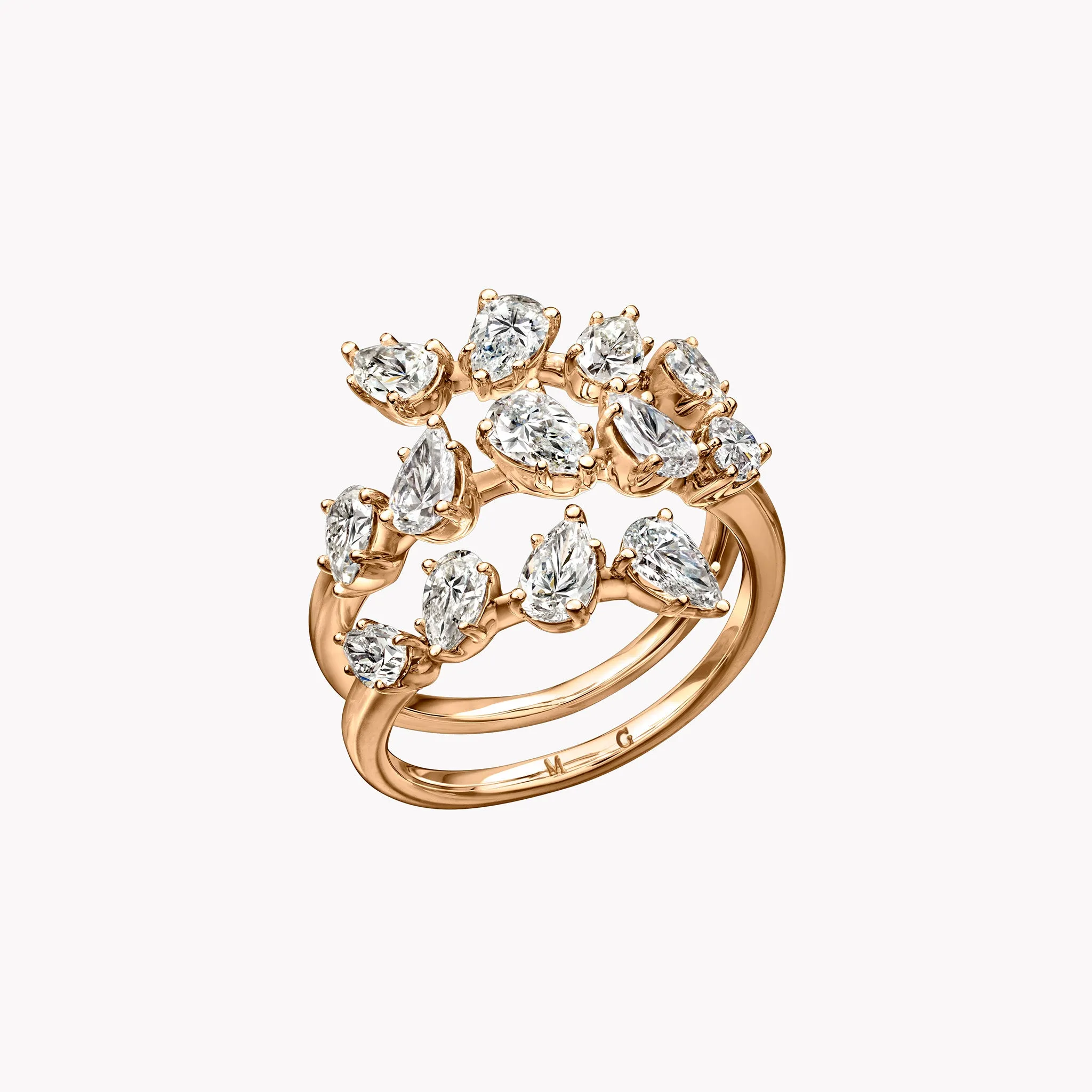 Pear Shape Diamond Spiral Ring