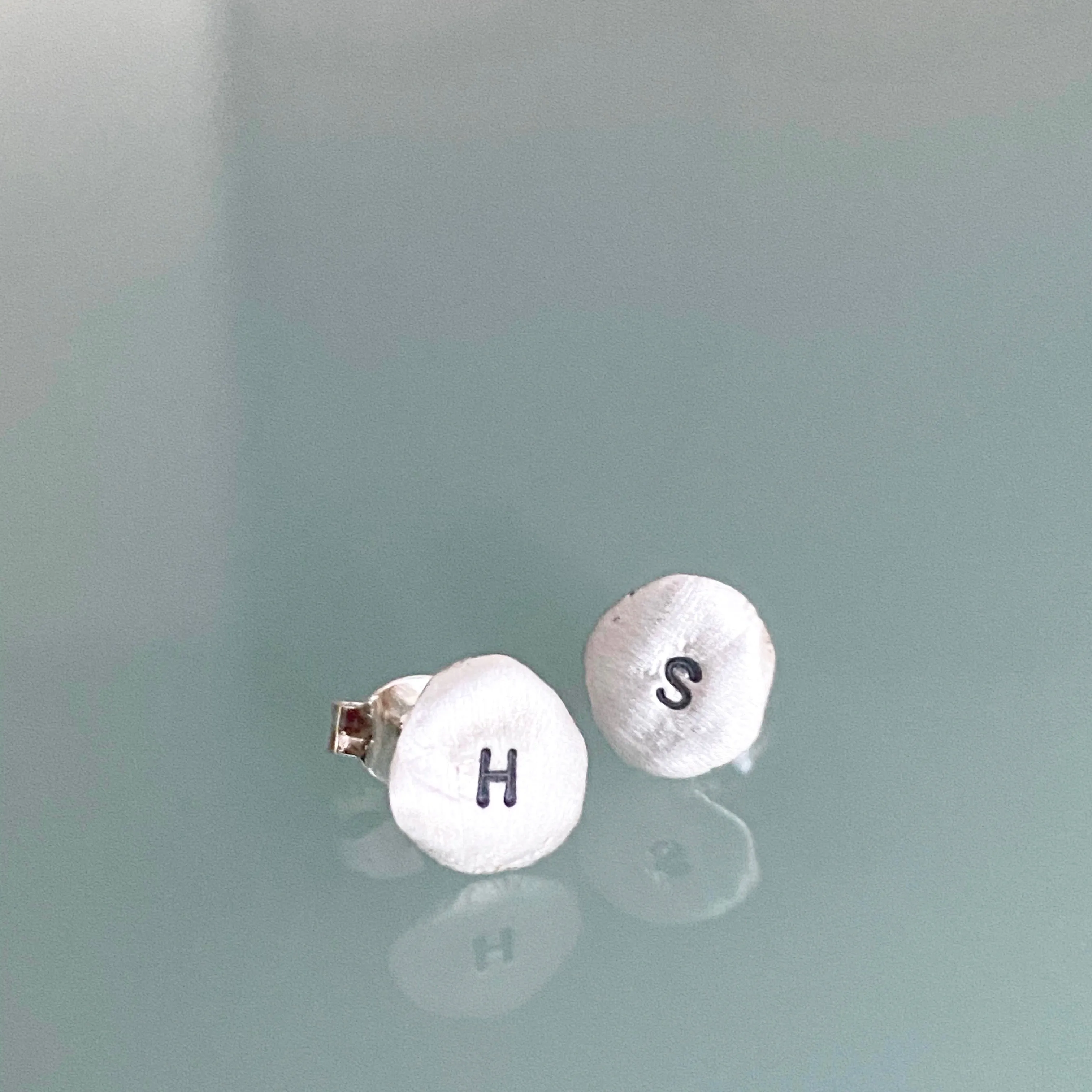 Personalized Freeform Silver Circle Studs