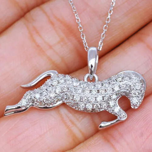 Petite Micro-Pave Horse Jumper Pendant Necklace