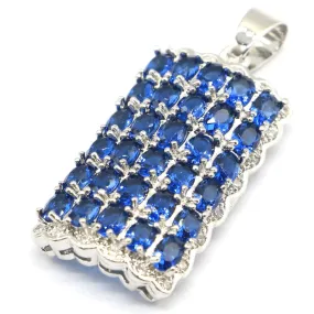 Petite Sterling Silver Created Tanzanite Pendant Necklace 18