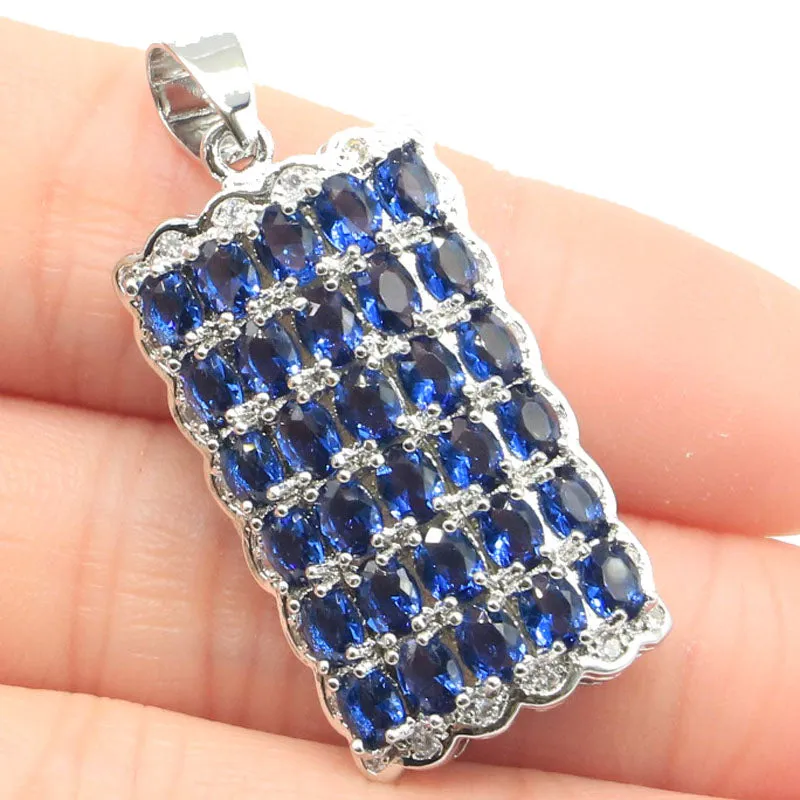 Petite Sterling Silver Created Tanzanite Pendant Necklace 18