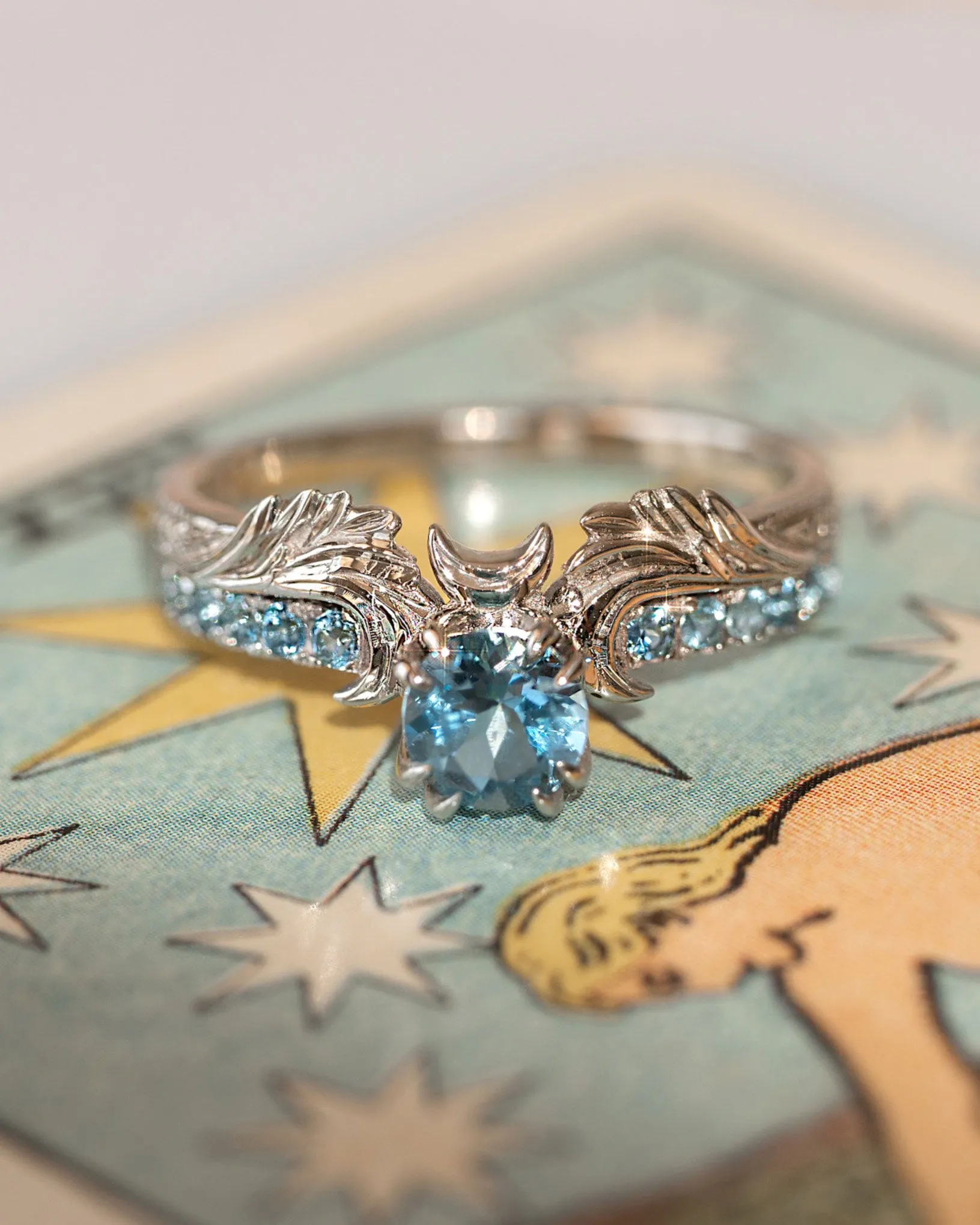 Phantom Guardian: Aquamarine Moon Ring