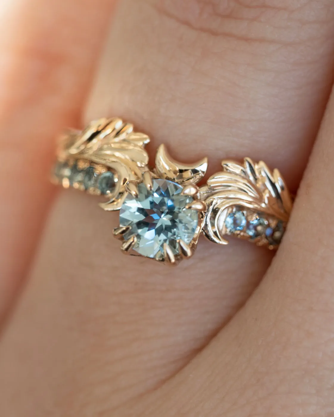 Phantom Guardian: Aquamarine Moon Ring