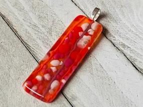 Pink and Orange fused glass pendant