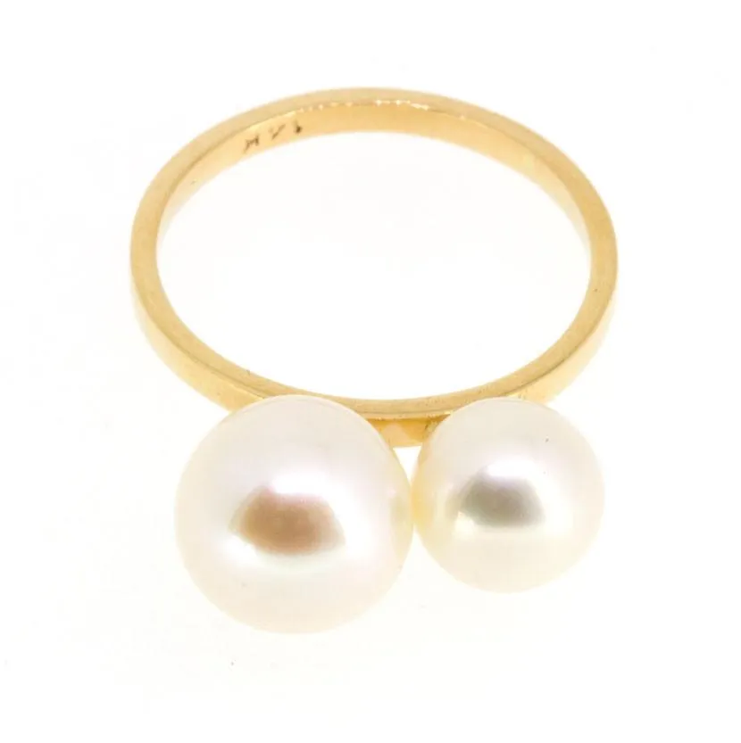  Poppy Finch 14k Gold Double Pearl Ring 