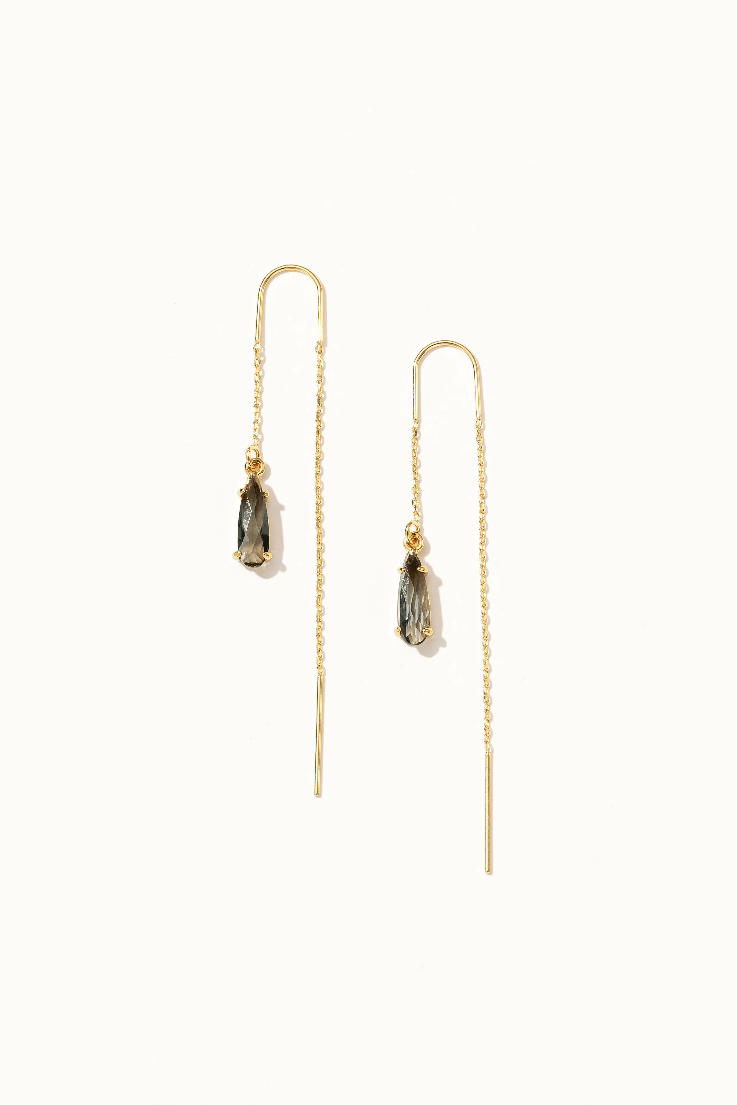 Priya Crystal Threader Earrings Grey