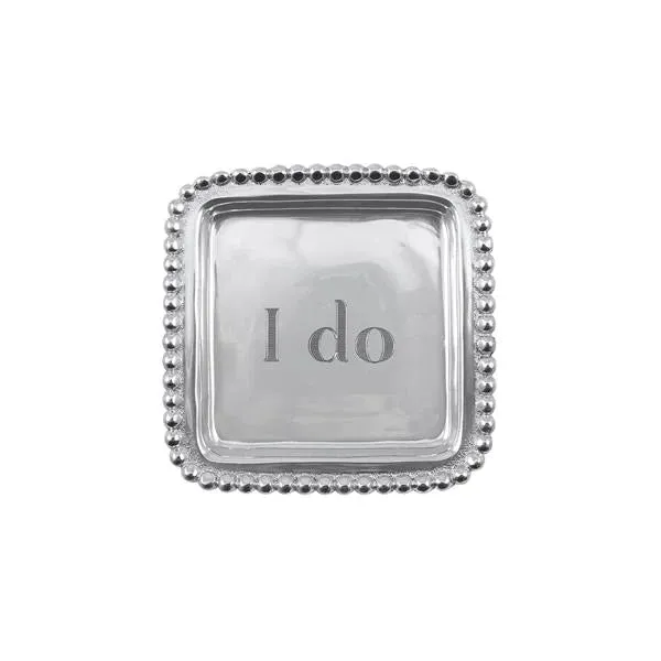 "I Do" Beaded Square Tray