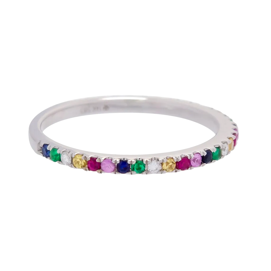 Rainbow Sapphire and Diamond Band