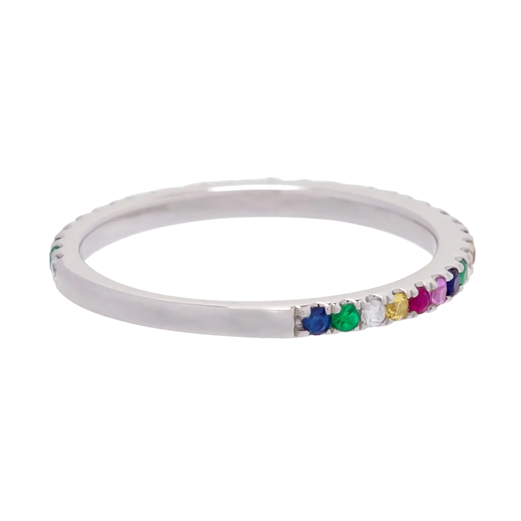 Rainbow Sapphire and Diamond Band