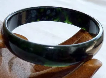 Rare Luminous  Chinese Jade Deep Deep Green Jade Bangle Bracelet 58mm (NJL2237)