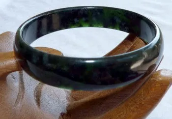 Rare Luminous  Chinese Jade Deep Deep Green Jade Bangle Bracelet 58mm (NJL2237)