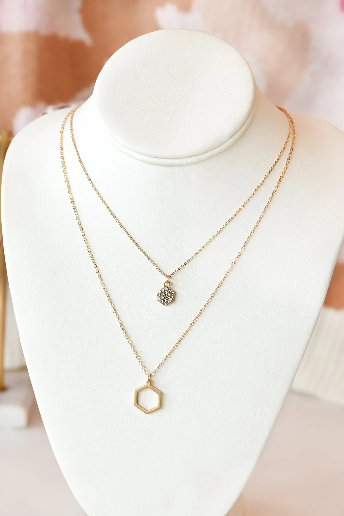 RHINESTONE HEXAGON NECKLACE