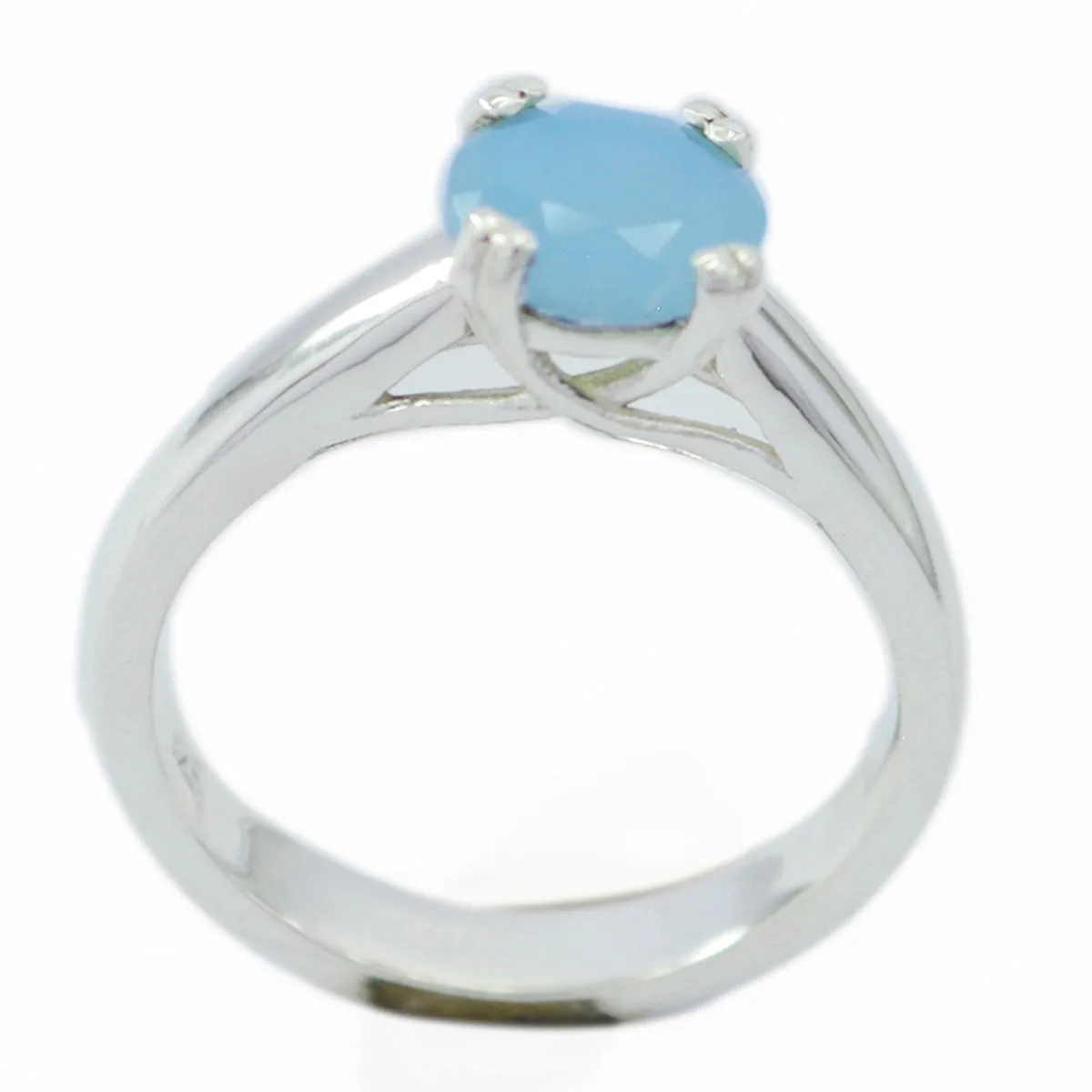 Riyo Chocolate-Box Gem Chalcedony Silver Ring Personalized Jewelry