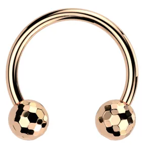 Rose Gold PVD Faceted Ball Threadless Titanium Circular Barbell