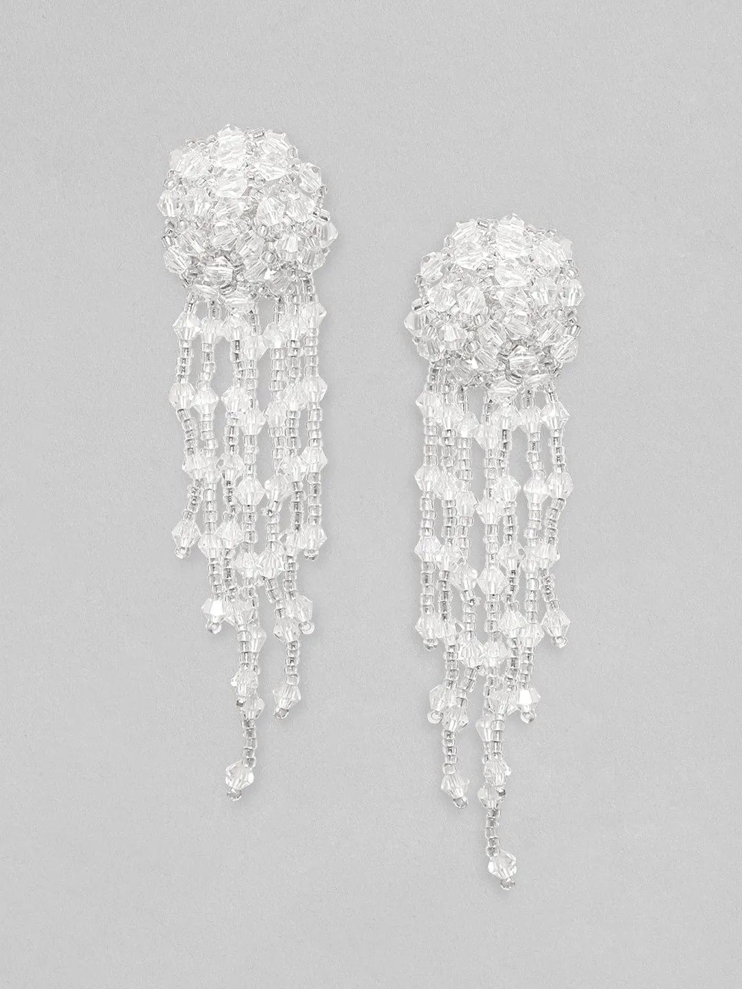 Rubans Voguish Crystal Stone Studded With Tassels Dangle Earrings.