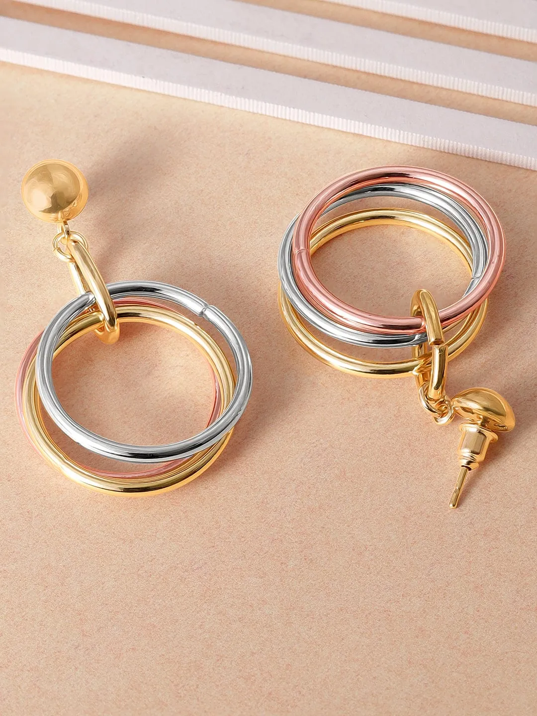 Rubans Voguish Golden Loops Gold Plated Drop Earrings