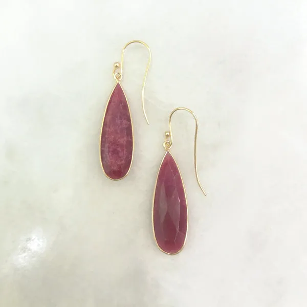 Ruby Single Drop Hook Earrings