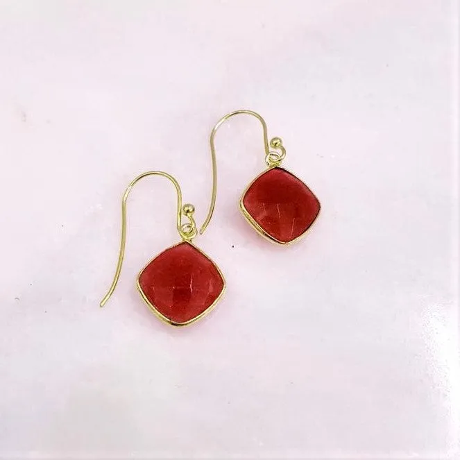 Ruby Single Drop Hook Earrings