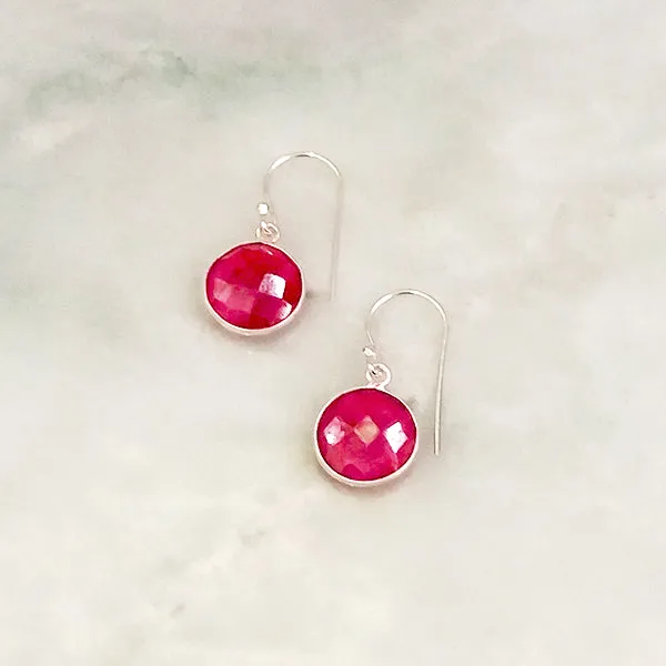 Ruby Single Drop Hook Earrings