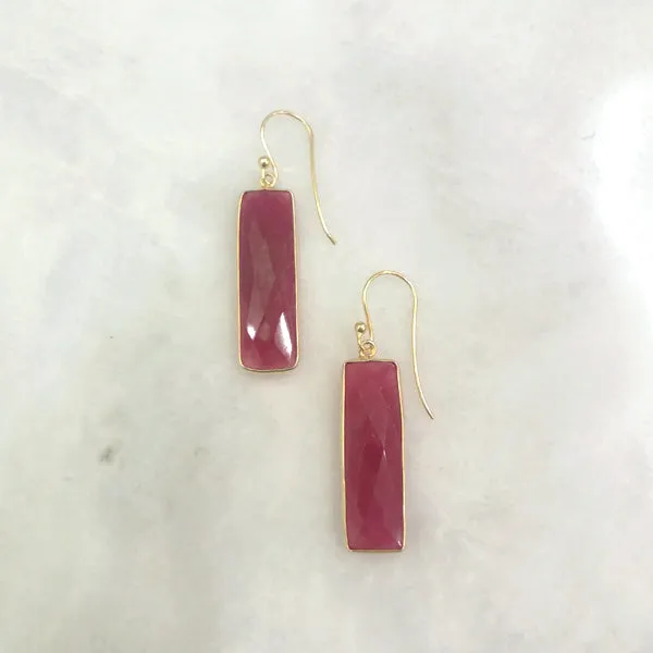 Ruby Single Drop Hook Earrings