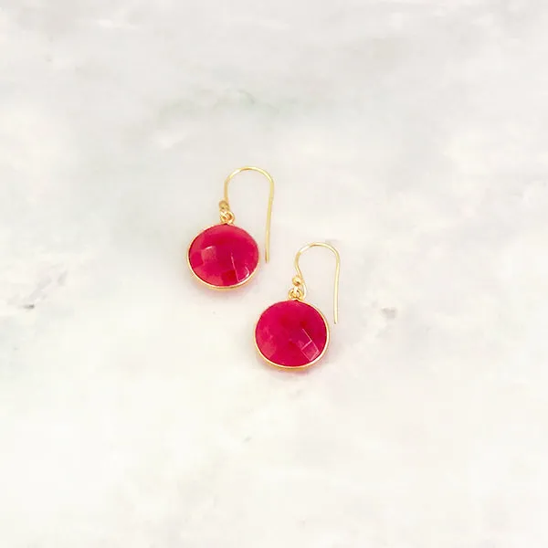 Ruby Single Drop Hook Earrings