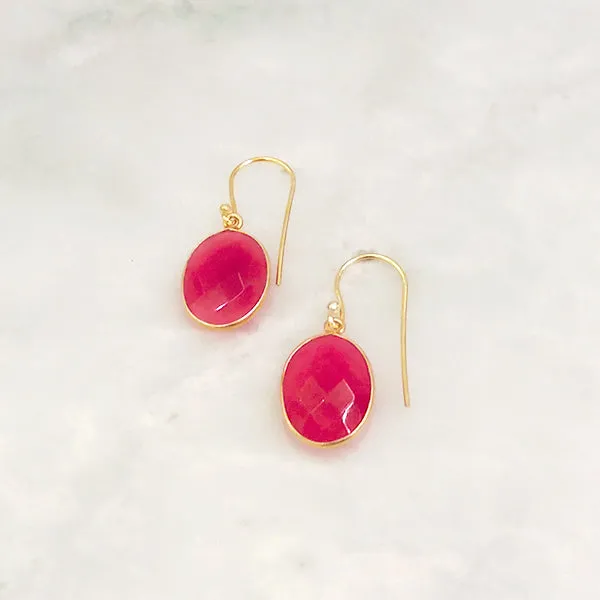 Ruby Single Drop Hook Earrings