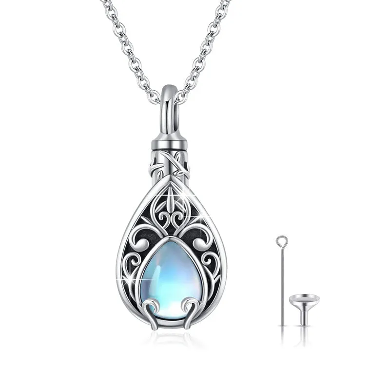 S925 Sterling Silver Teardrop Ashes Necklace for Human Tree of life Ashes Keepsake Memorial Jewelry Gifts