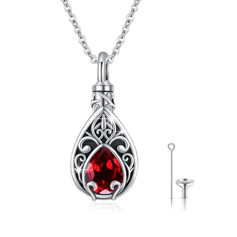 S925 Sterling Silver Teardrop Ashes Necklace for Human Tree of life Ashes Keepsake Memorial Jewelry Gifts