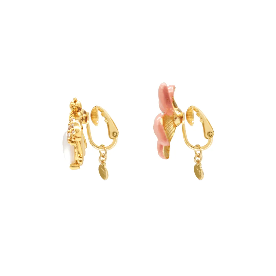 Sahi Lilys Flower & Pearl Bee Stud Earrings