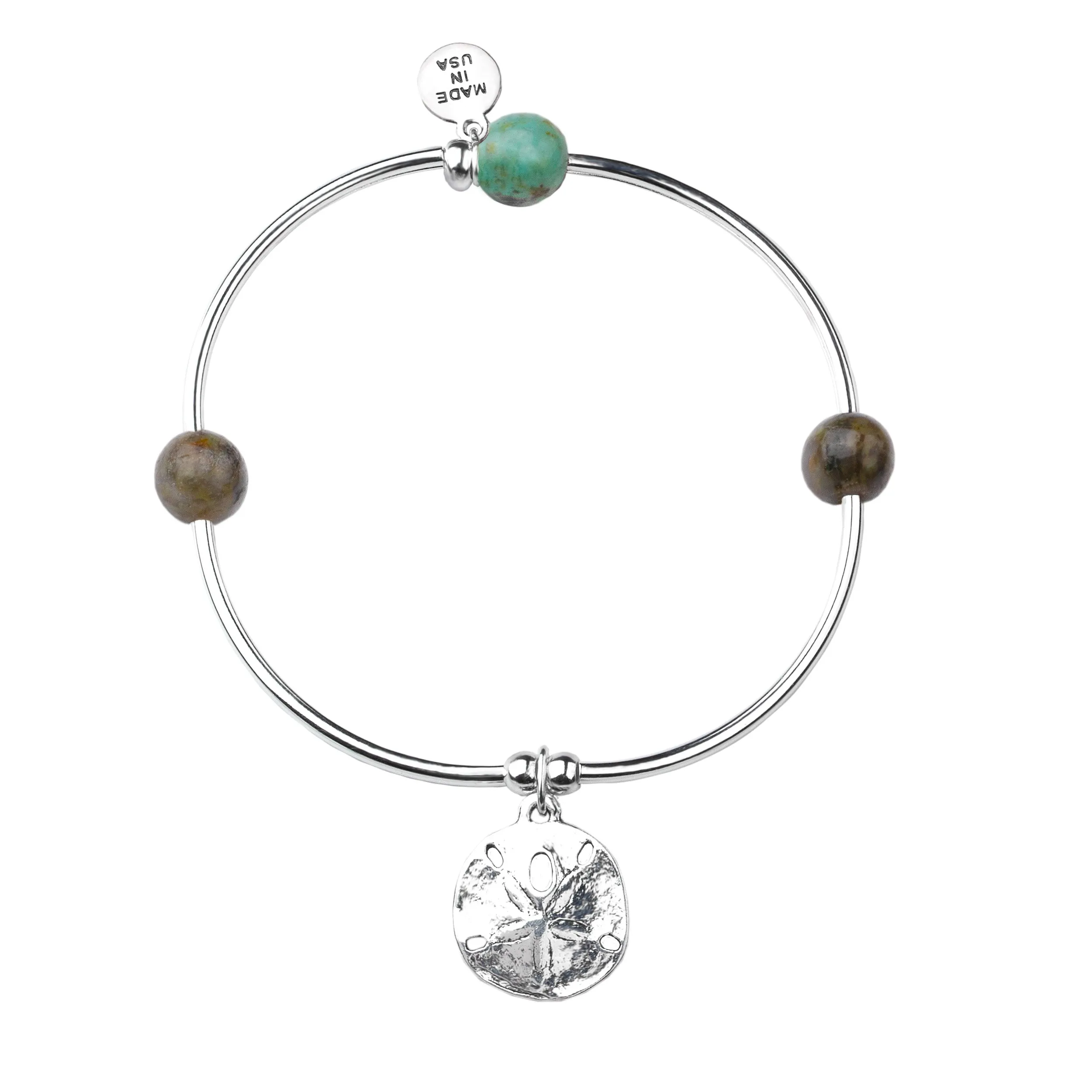 Sand Dollar | Soft Bangle Charm Bracelet | African Turquoise