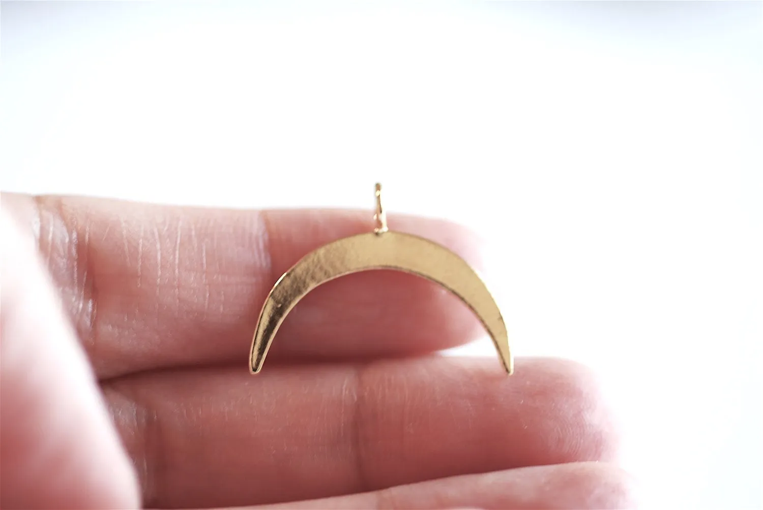 Shiny Vermeil Wholesale Gold Crescent Moon Charm Pendant- 22k gold plated Moon Charm, Gold Half Moon Charm, Gold Double Horn Charm Pendant, 298