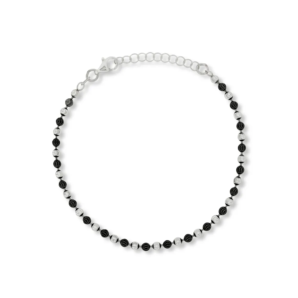 Silver Moon Cut Bead Bracelet (3MM)