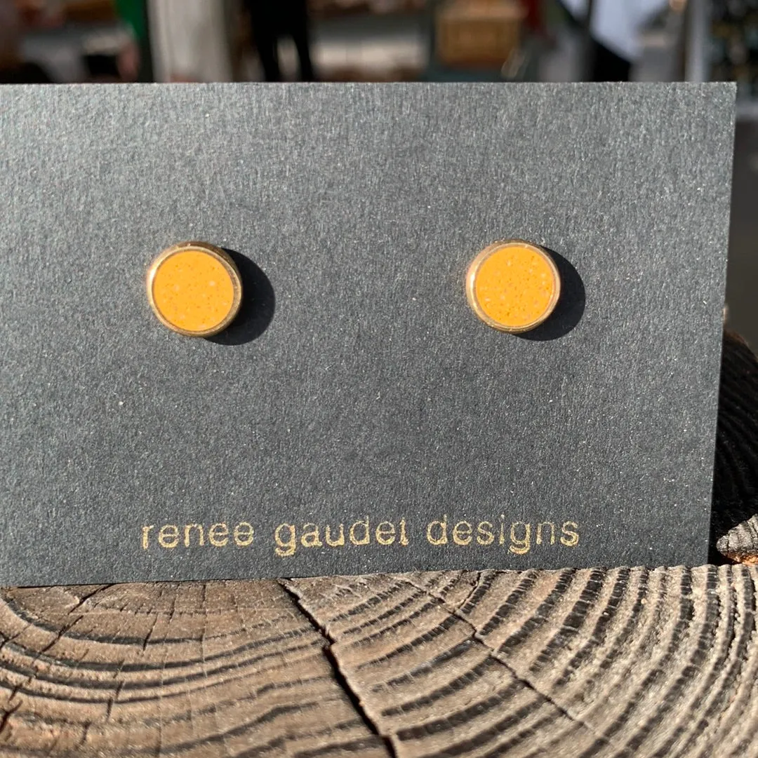 Small Stud Earrings  BRASS   CONCRETE Orange