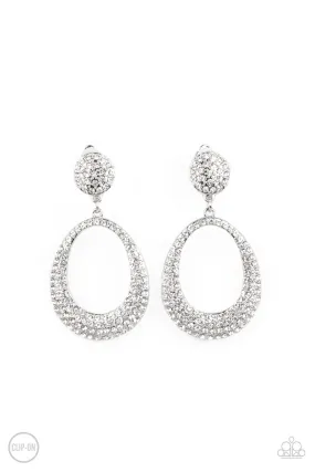 Sophisticated Smolder White Clip On-Earrings