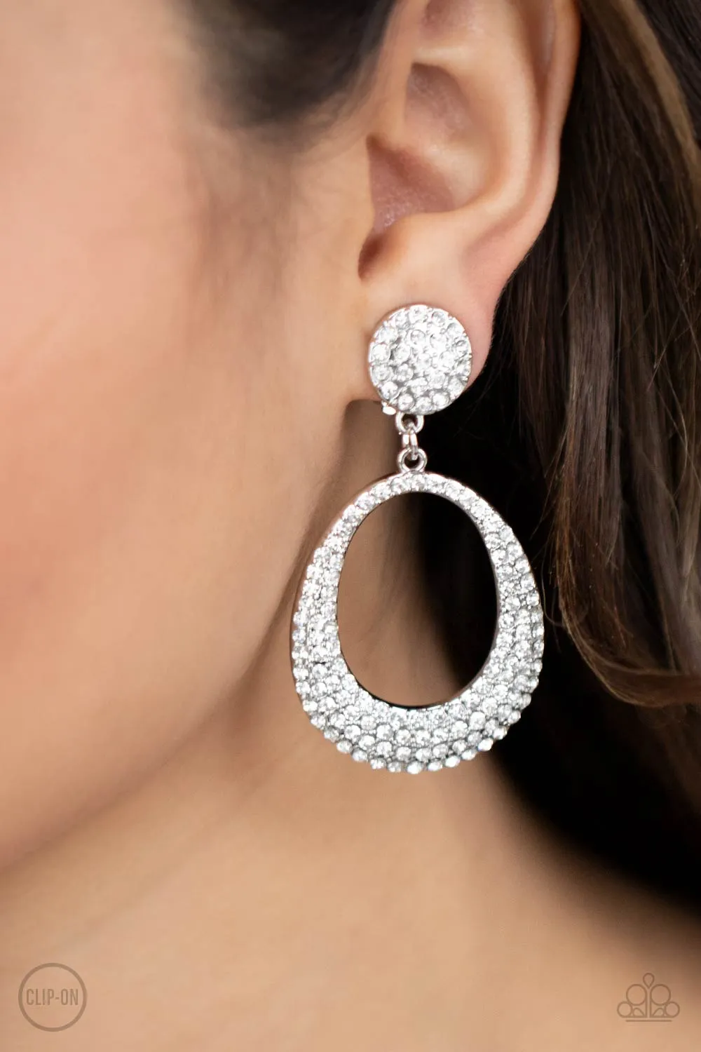 Sophisticated Smolder White Clip On-Earrings