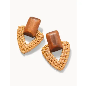 Spartina Wood Wicker Earrings - Natural