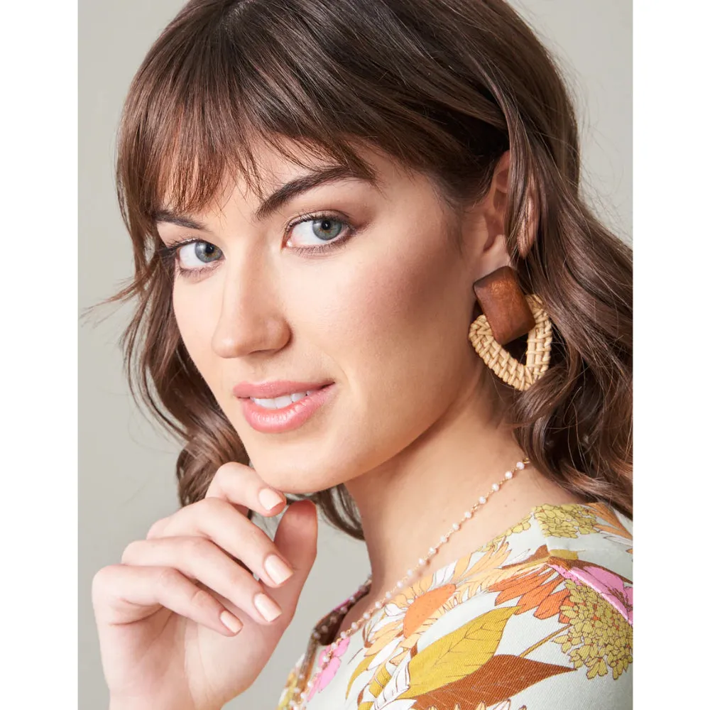 Spartina Wood Wicker Earrings - Natural