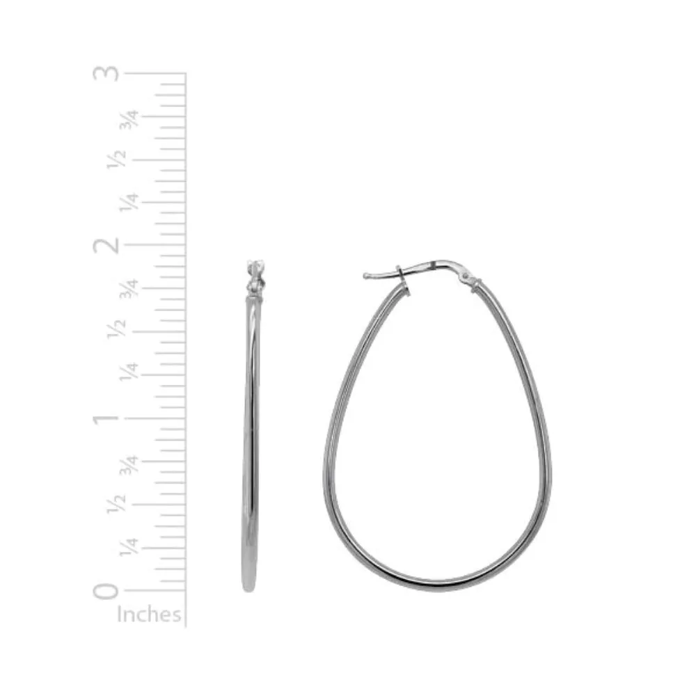 Sterling Silver Elongated Hoop Earrings