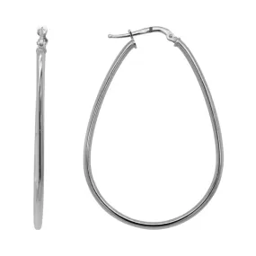 Sterling Silver Elongated Hoop Earrings