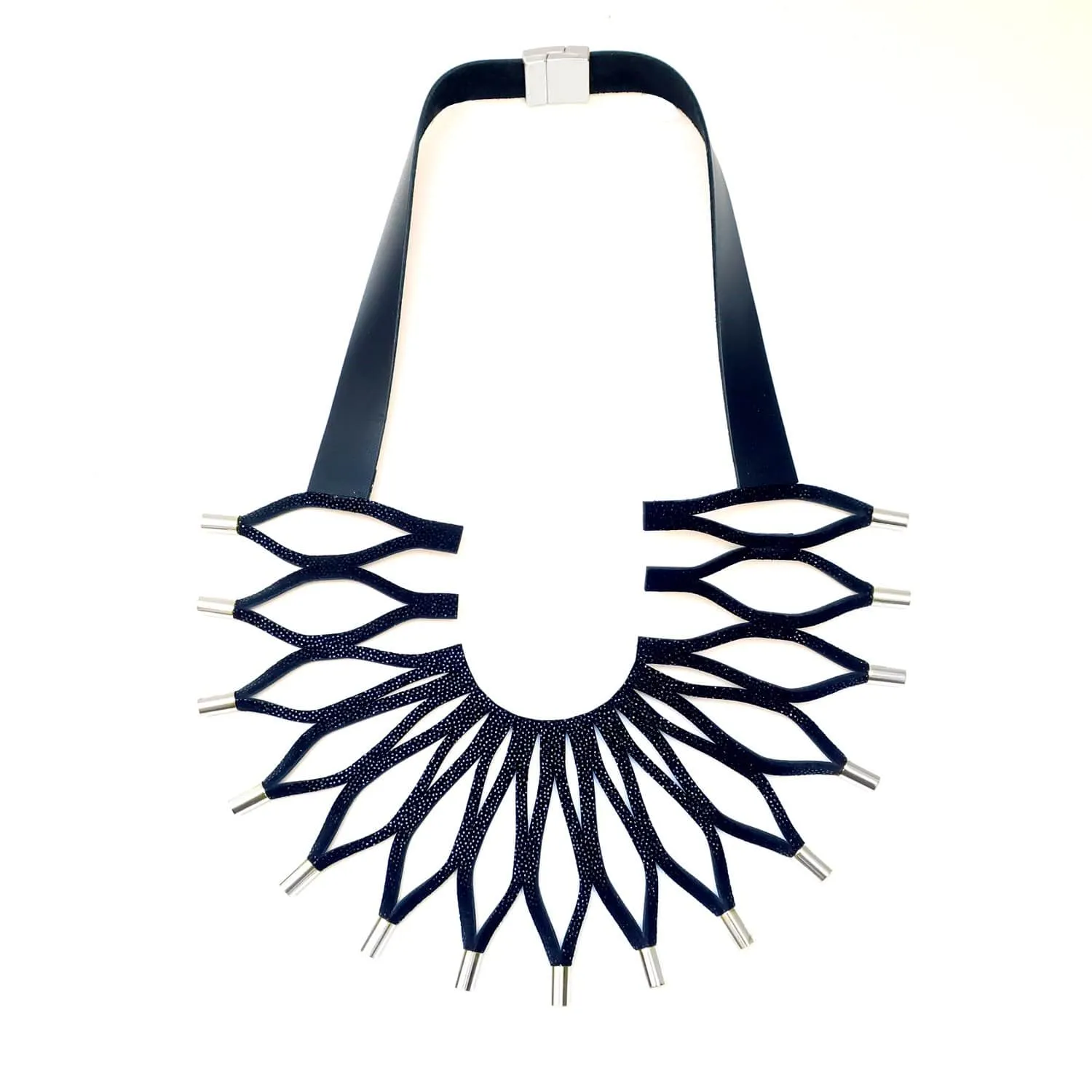 Sunflower gold leather statement necklace