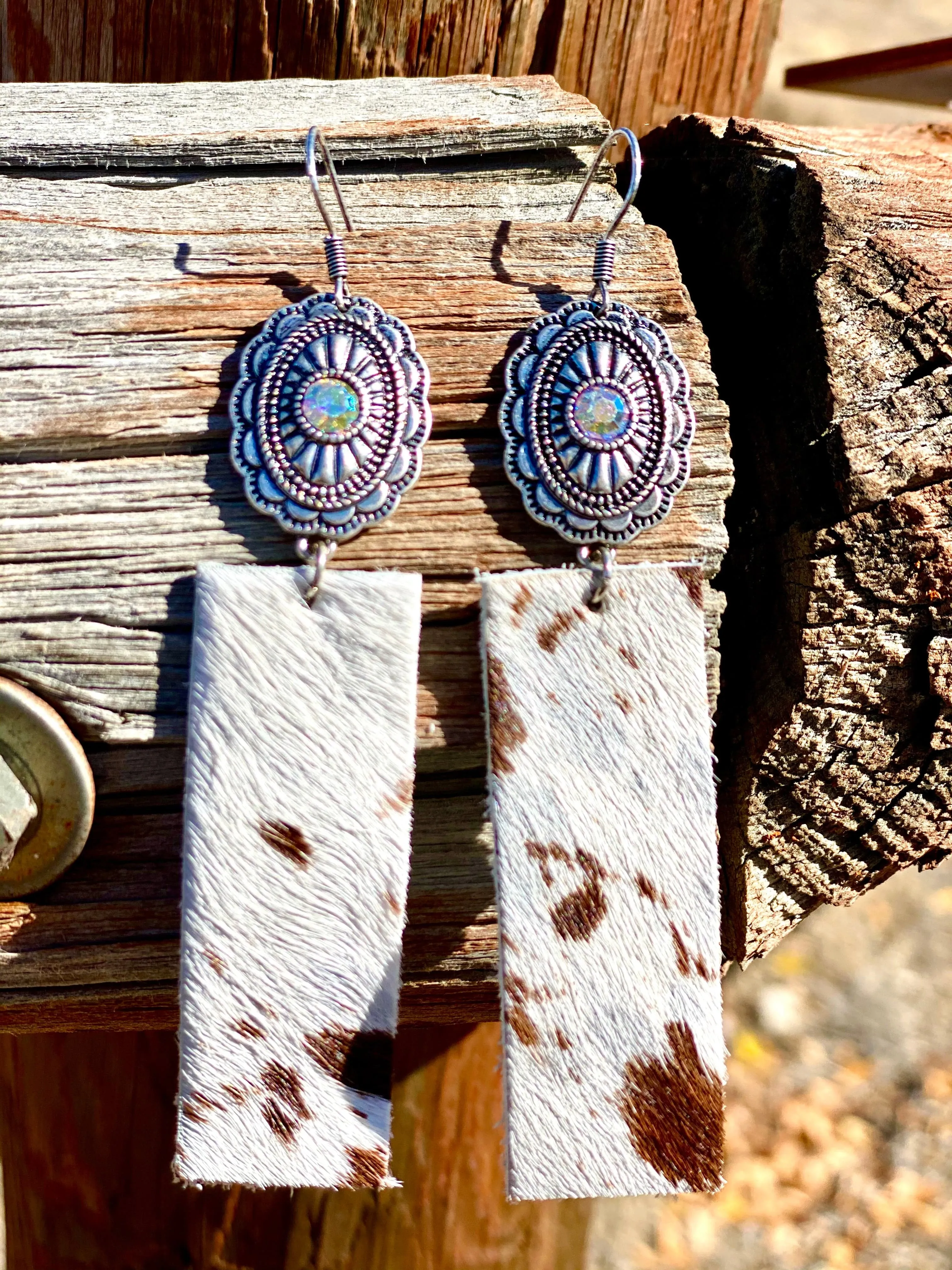 The Hair On Hide Concho Cowhide Earring