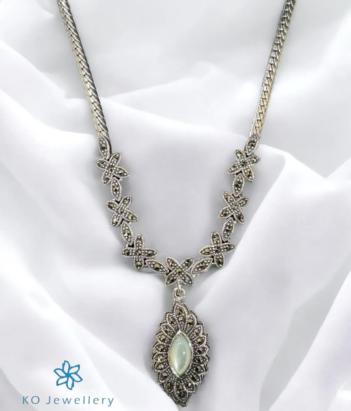 The Snow Sparkle Silver Marcasite Necklace & Earrings