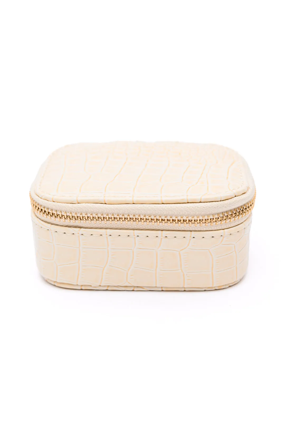 Travel Jewelry Case in Cream Snakeskin