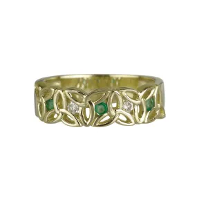 Trinity Knot Ring with Diamonds and Emeralds