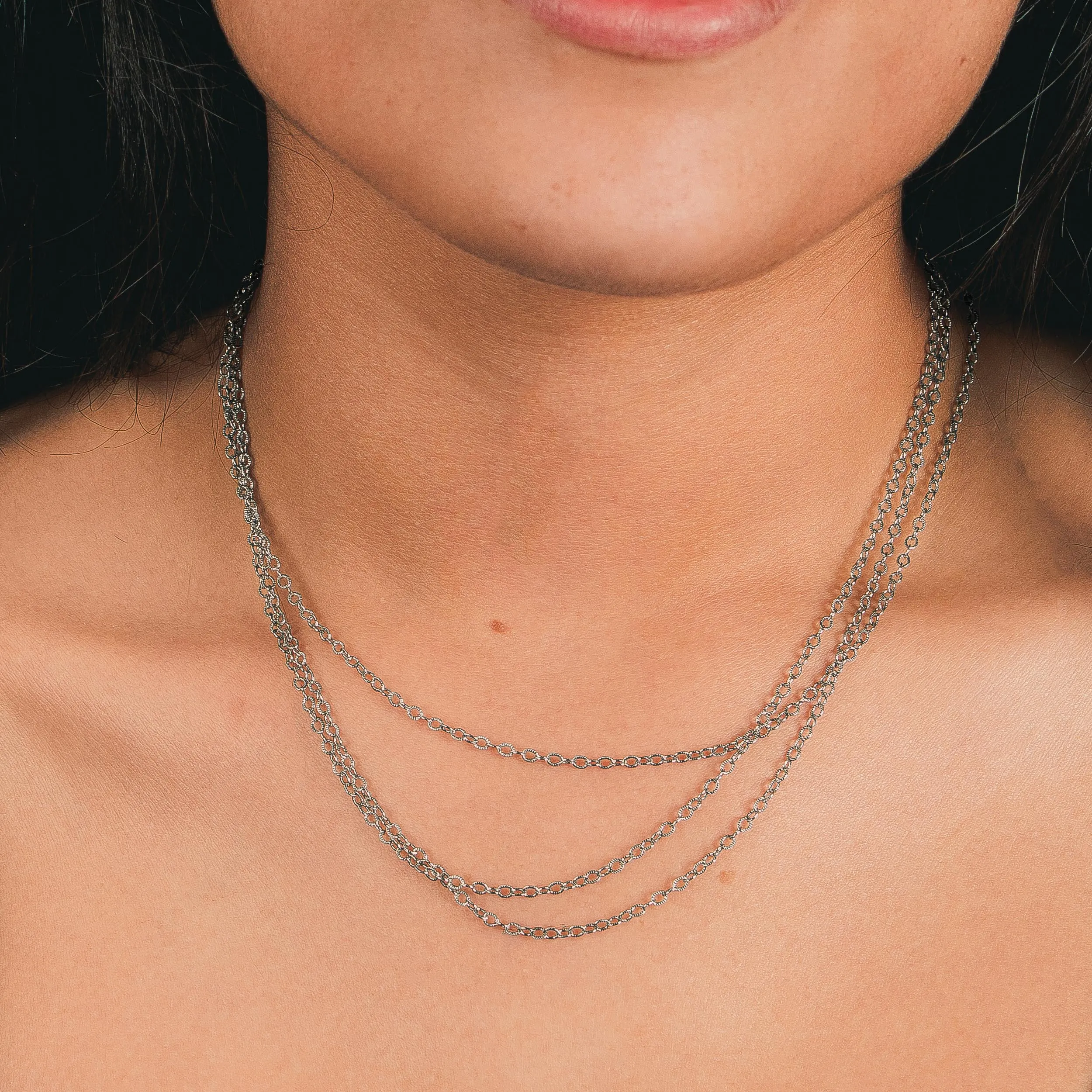 Triple Layered Sunburst Chain Necklace