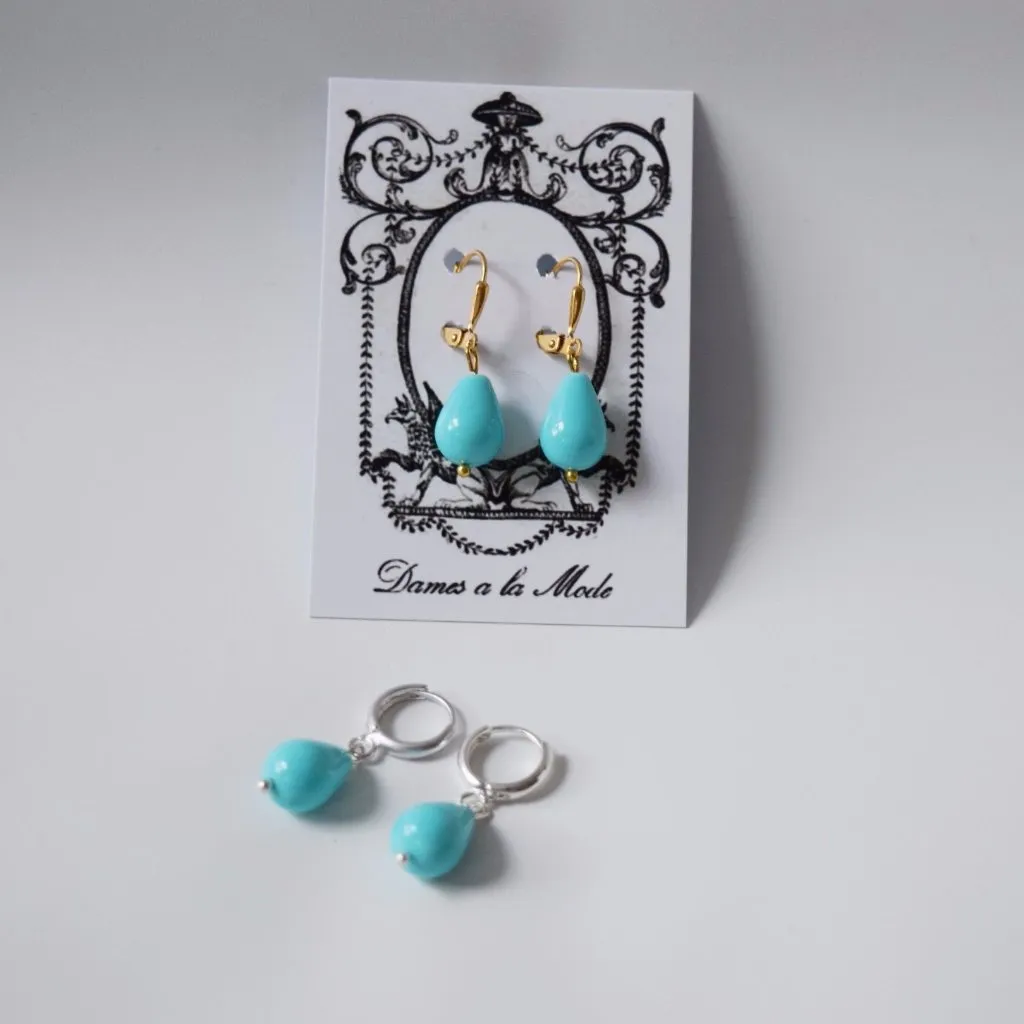 Turquoise Shell Pearl Teardrop Earrings